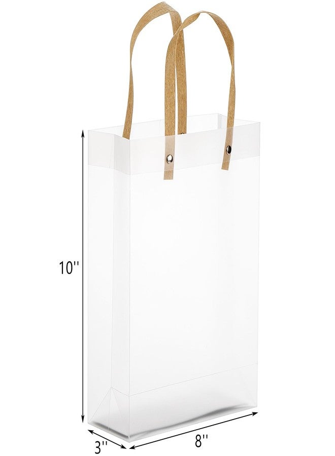 Cididu 40 Pieces Clear Gift Bags with Handles, White Frosted PVC Candy Bags 8''x3''x10'', Reusable Translucent Wrap Tote Boutique Bags for Wedding Shopping Party, Tear Resistant - Image 2